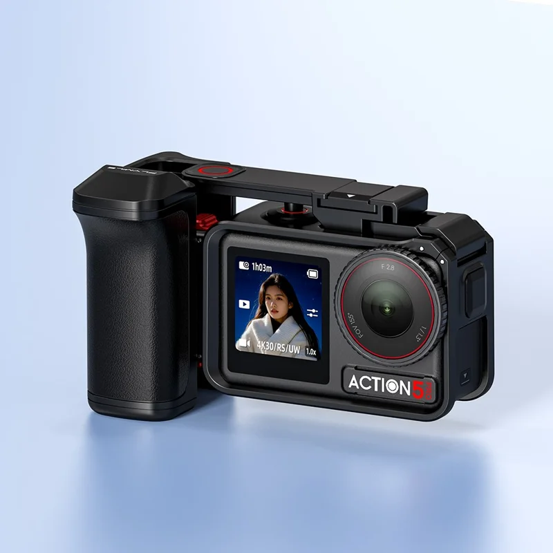 Poignée FLYMILE pour caméra DJI Osmo Action 5 Pro / 4 / 3, poignée magnétique à dégagement rapide pour photographie de rue - Noir