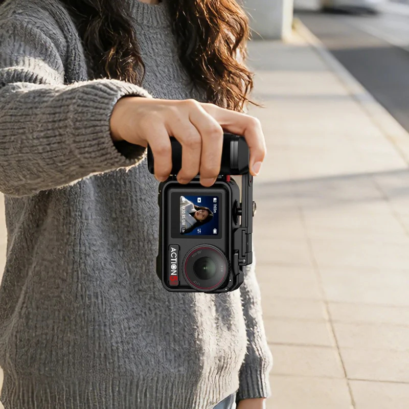 Poignée FLYMILE pour caméra DJI Osmo Action 5 Pro / 4 / 3, poignée magnétique à dégagement rapide pour photographie de rue - Noir