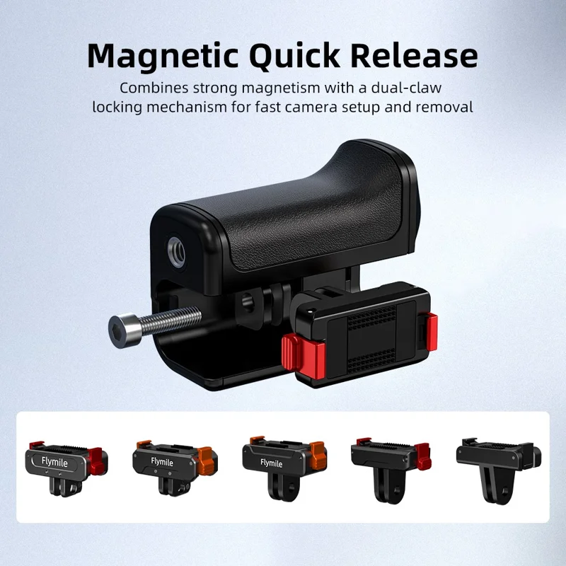 Poignée FLYMILE pour caméra DJI Osmo Action 5 Pro / 4 / 3, poignée magnétique à dégagement rapide pour photographie de rue - Noir