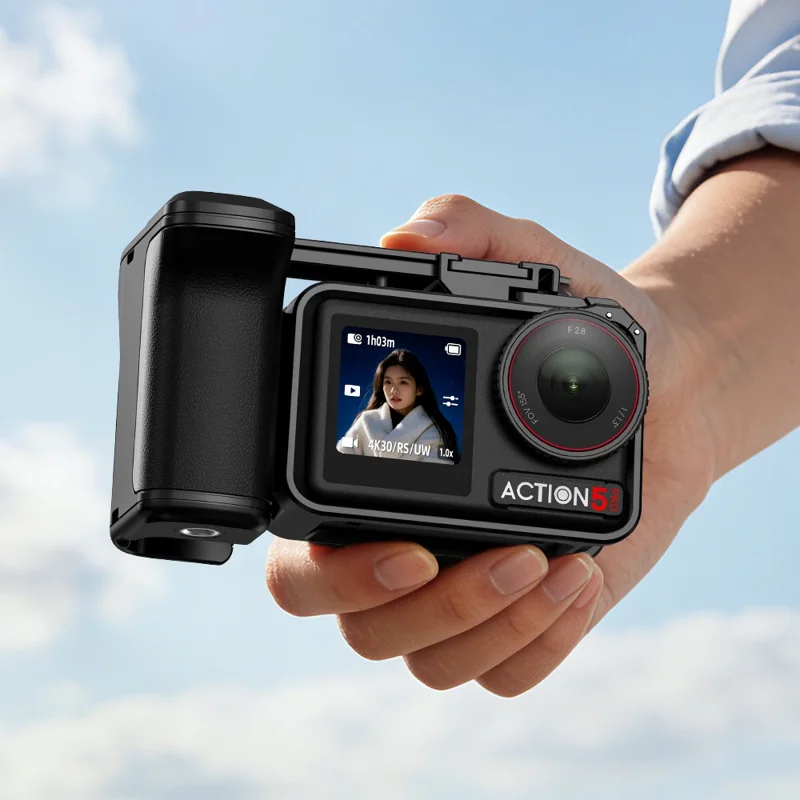 Poignée FLYMILE pour caméra DJI Osmo Action 5 Pro / 4 / 3, poignée magnétique à dégagement rapide pour photographie de rue - Noir