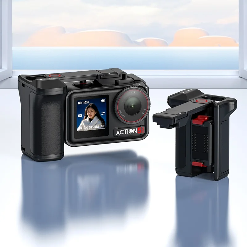 Poignée FLYMILE pour caméra DJI Osmo Action 5 Pro / 4 / 3, poignée magnétique à dégagement rapide pour photographie de rue - Noir