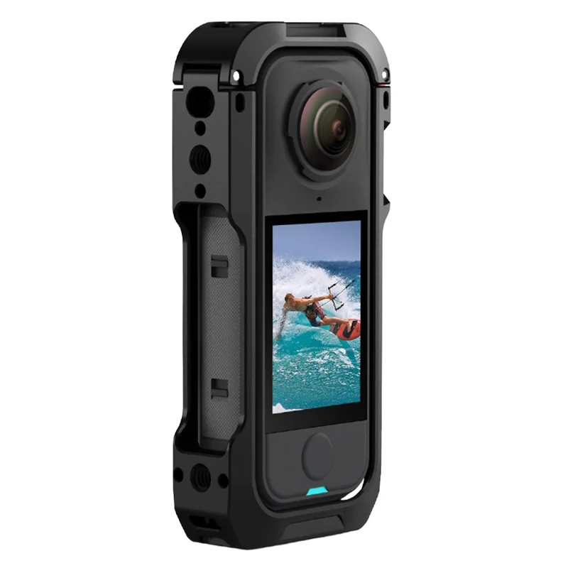 FLYMILE For Insta360 X4 Air Metal Rabbit Cage Expansion Protection Frame with Lens Cover - Black  /  Red