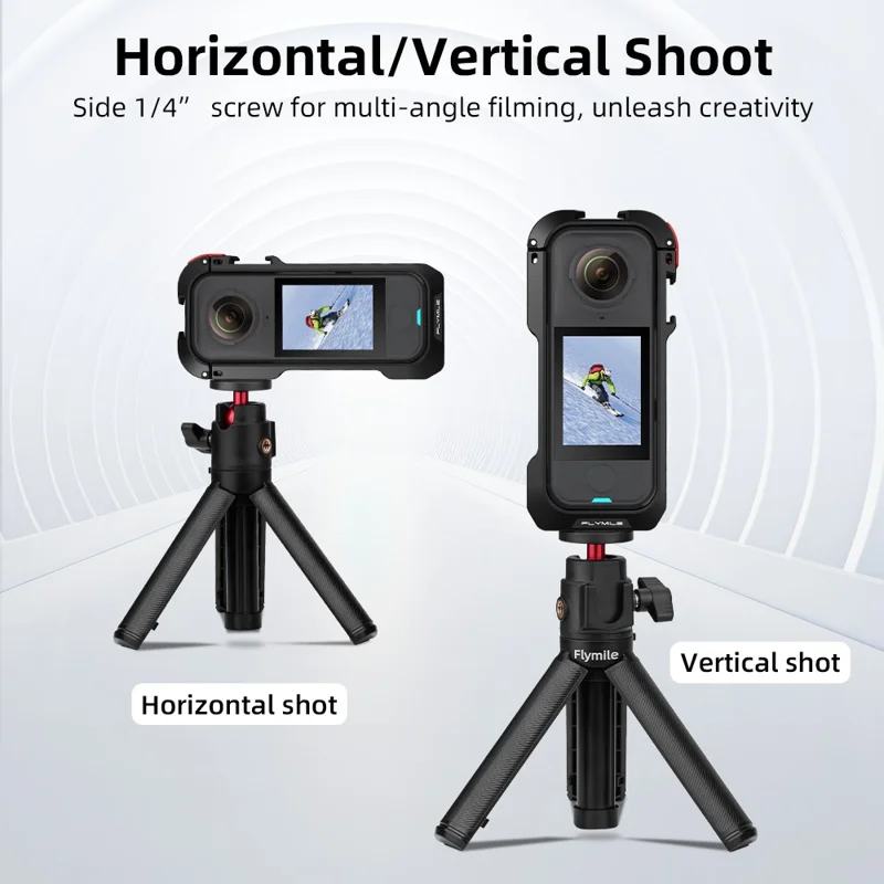 FLYMILE For Insta360 X4 Air Metal Rabbit Cage Expansion Protection Frame with Lens Cover - Black  /  Red