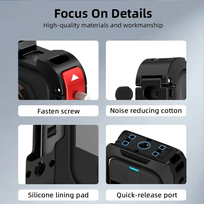 FLYMILE For Insta360 X4 Air Metal Rabbit Cage Expansion Protection Frame with Lens Cover - Black  /  Red