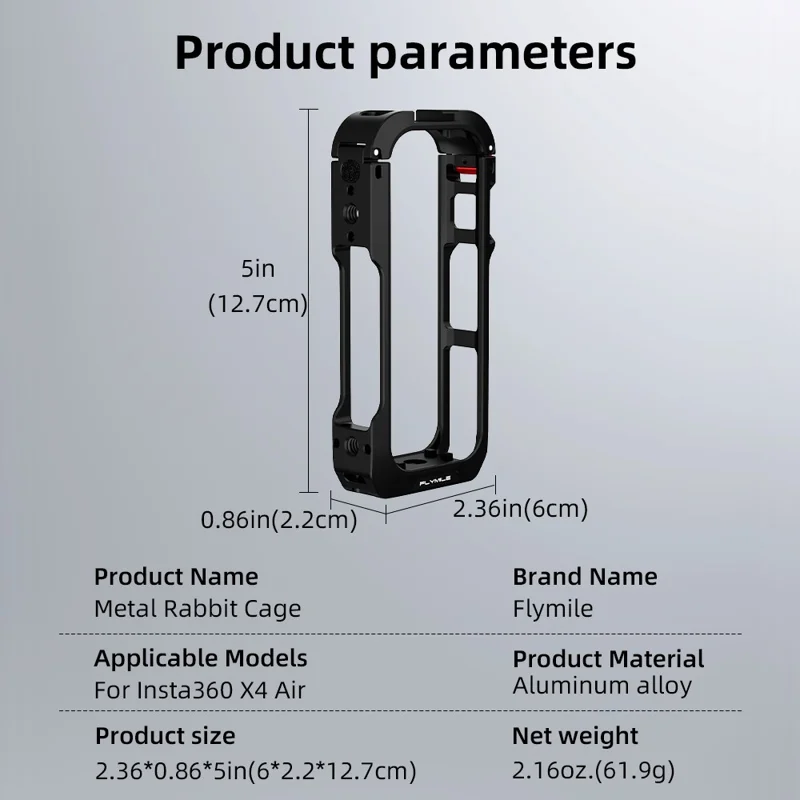 FLYMILE For Insta360 X4 Air Metal Rabbit Cage Expansion Protection Frame with Lens Cover - Black  /  Red