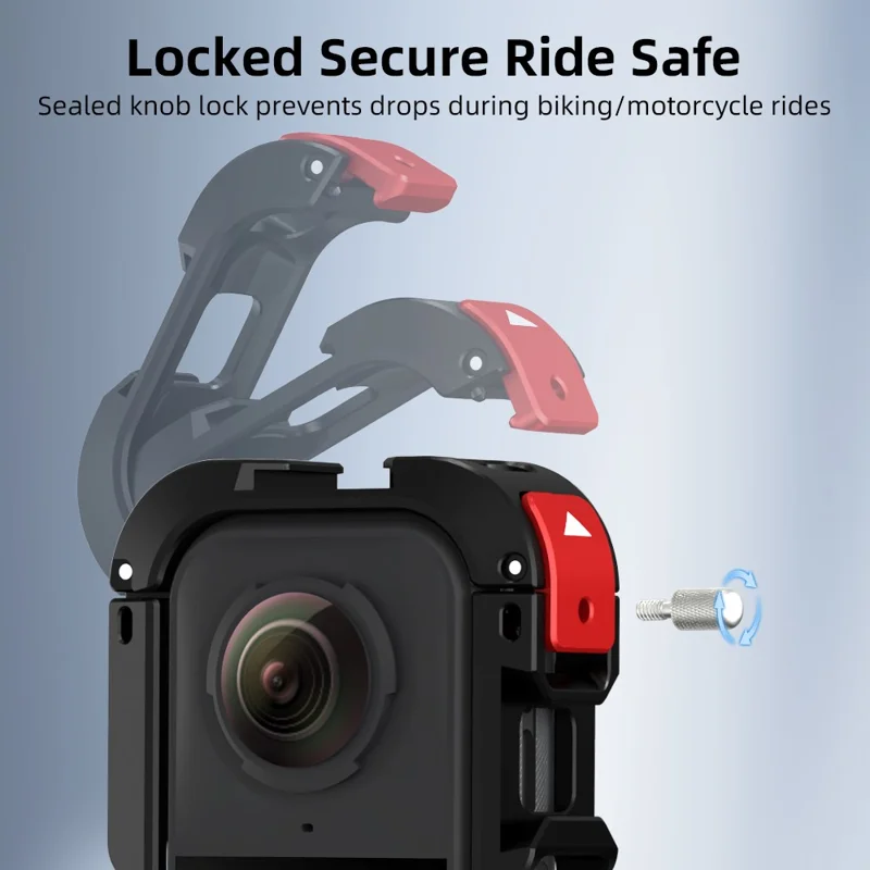 FLYMILE For Insta360 X4 Air Metal Rabbit Cage Expansion Protection Frame with Lens Cover - Black  /  Red