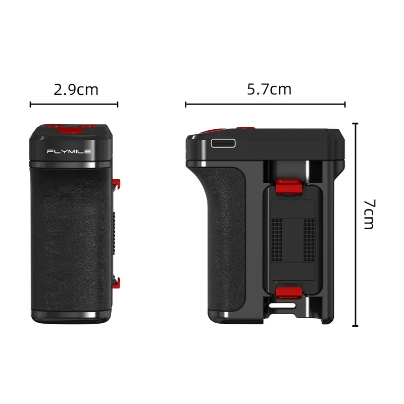 Kit de Empunhadura FLYMILE para Fotografia para DJI Osmo Action 5 Pro / 4 / 3, Suporte de Punho de Rua com Bluetooth - Preto