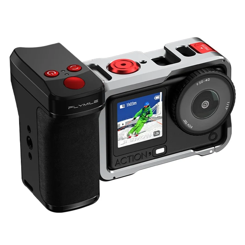 Kit de Empunhadura FLYMILE para Fotografia para DJI Osmo Action 5 Pro / 4 / 3, Suporte de Punho de Rua com Bluetooth - Preto
