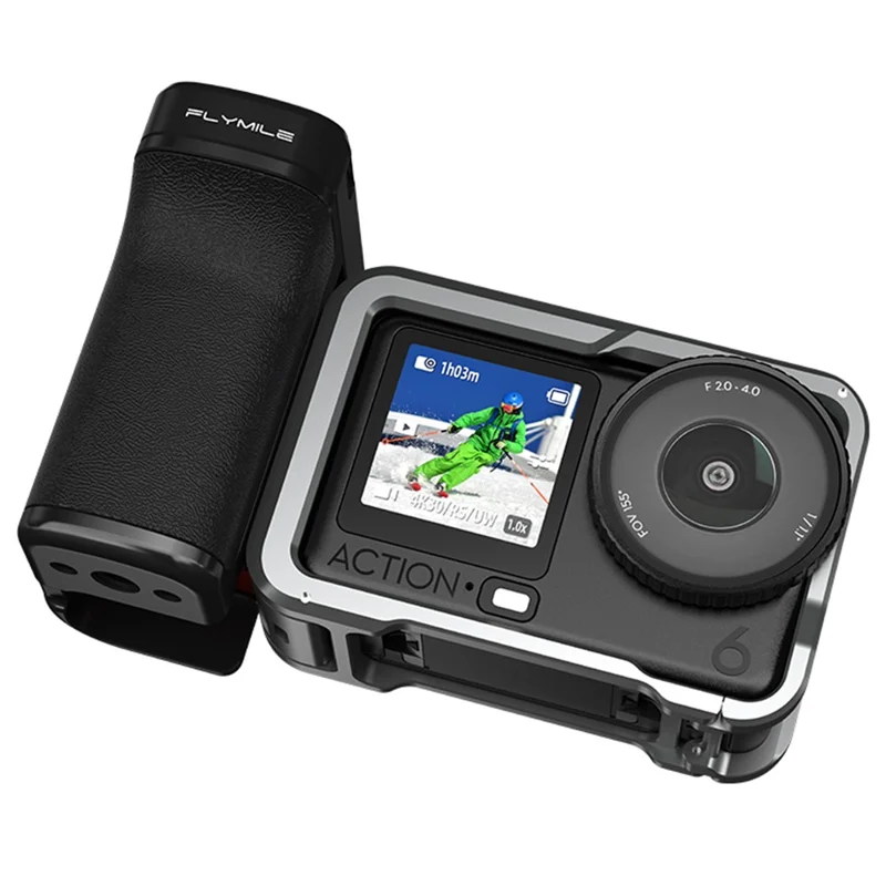 Kit de Empunhadura FLYMILE para Fotografia para DJI Osmo Action 5 Pro / 4 / 3, Suporte de Punho de Rua com Bluetooth - Preto