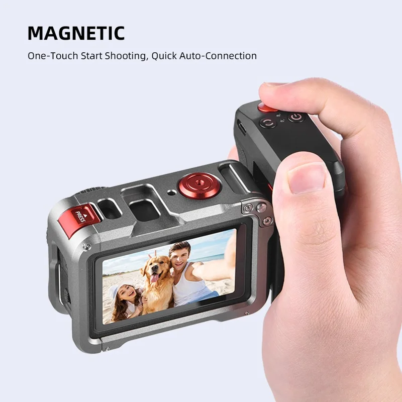 Kit de Empunhadura FLYMILE para Fotografia para DJI Osmo Action 5 Pro / 4 / 3, Suporte de Punho de Rua com Bluetooth - Preto