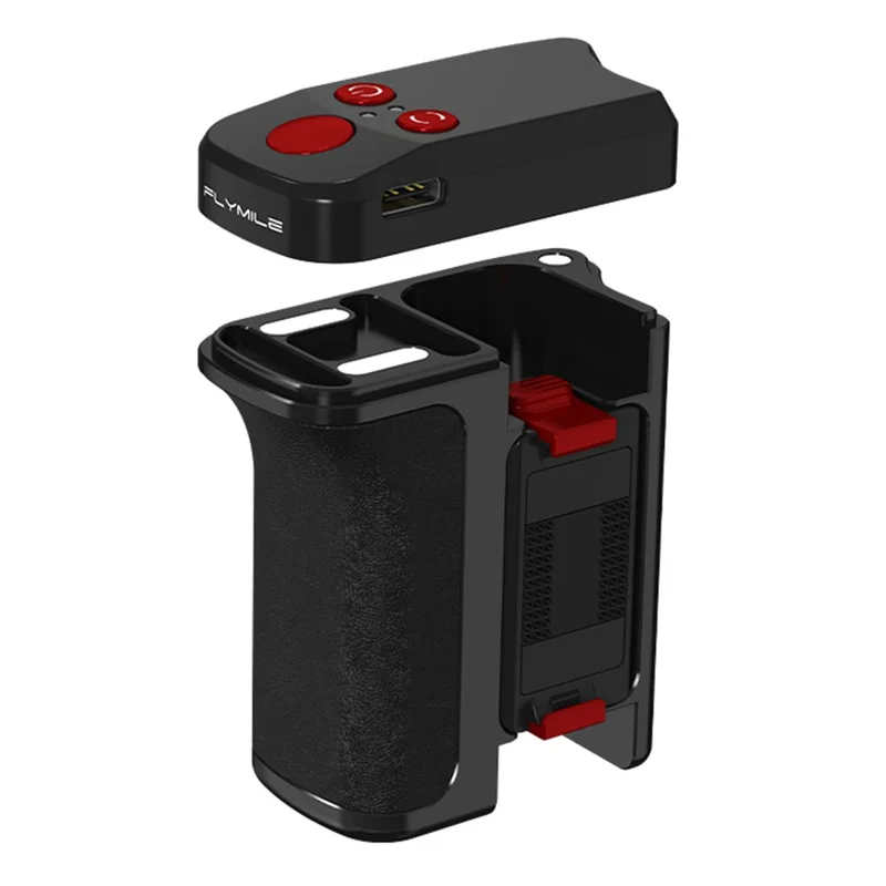 FLYMILE لجهاز تصوير DJI Osmo Action 6 طقم مقبض يدوي مزود بتقنية بلوتوث حامل كاميرا للتصوير الشارعي - أسود