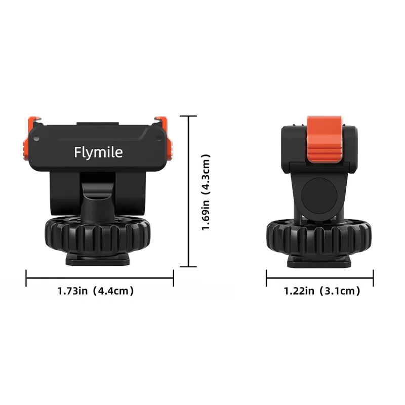 FLYMILE For DJI Osmo Action 5 Pro / 4 / 3 Magnetic Quick Release Cold Shoe Mount Adapter Camera Gimbal Base - Black