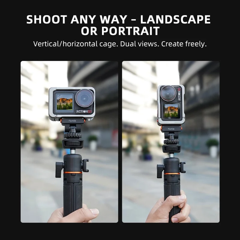 FLYMILE For DJI Osmo Action 5 Pro / 4 / 3 Magnetic Quick Release Cold Shoe Mount Adapter Camera Gimbal Base - Black