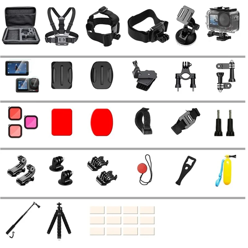55-in-1-Kamera-Montagezubehör-Set für DJI Osmo Action 5 Pro / 4 / 3 mit wasserdichtem Gehäuse und Filter-Set