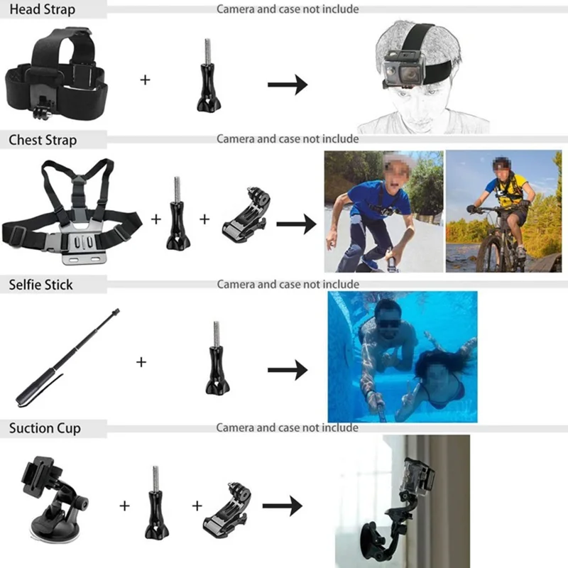 55-in-1-Kamera-Montagezubehör-Set für DJI Osmo Action 5 Pro / 4 / 3 mit wasserdichtem Gehäuse und Filter-Set