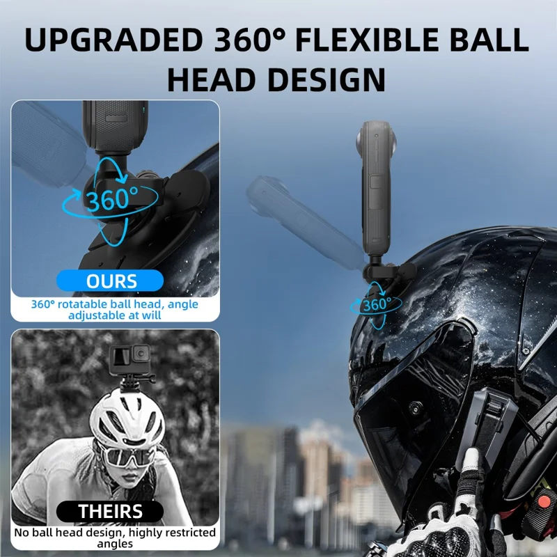 FLYMILE Action Camera Ball Head Sticky Mount 360 Degree Flexible Adjustment for Two Claw Interface Cameras - Black