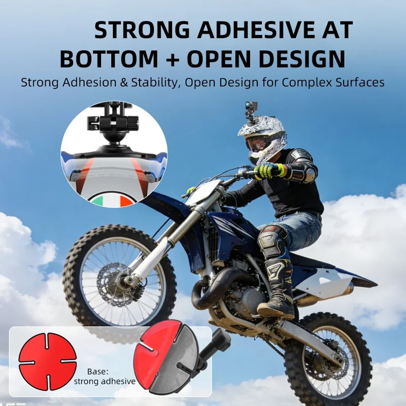 FLYMILE Action Camera Ball Head Sticky Mount 360 Degree Flexible Adjustment for Two Claw Interface Cameras - Black