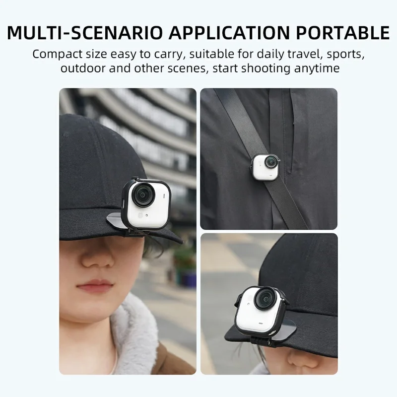 FLYMILE For Insta360 Go Ultra Cap Clip Camera Mount Baseball Hat Clip Sports Camera POV Vlog Mount - Black