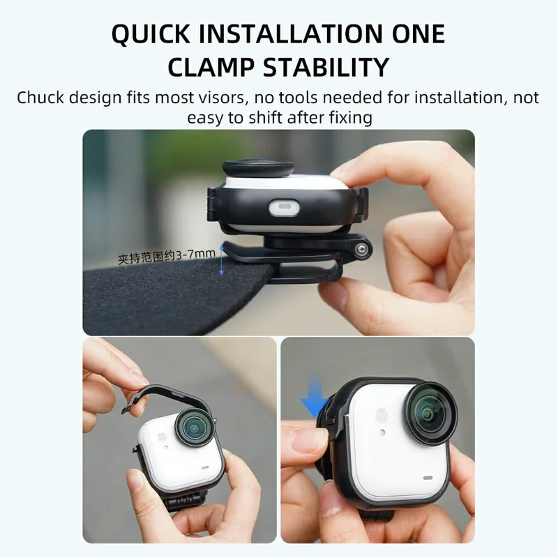 FLYMILE For Insta360 Go Ultra Cap Clip Camera Mount Baseball Hat Clip Sports Camera POV Vlog Mount - Black