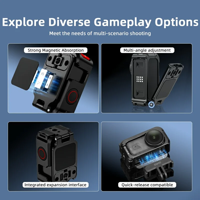 FLYMILE For DJI Osmo Nano Magnetic Expansion Mount Aluminum Alloy Frame Camera Accessory - Black