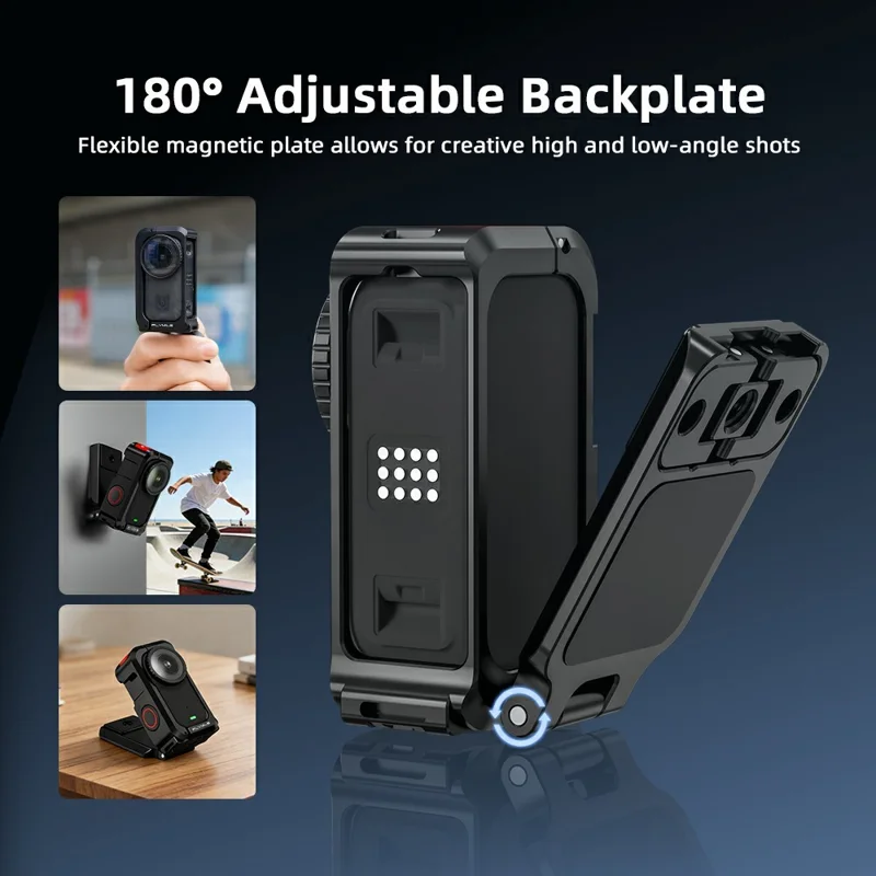 FLYMILE For DJI Osmo Nano Magnetic Expansion Mount Aluminum Alloy Frame Camera Accessory - Black