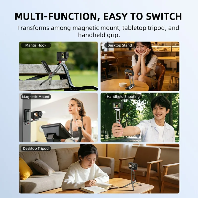 FLYMILE For DJI Osmo Action 6 / Nano Action Camera Quick Release Tripod Magnetic Folding Stand