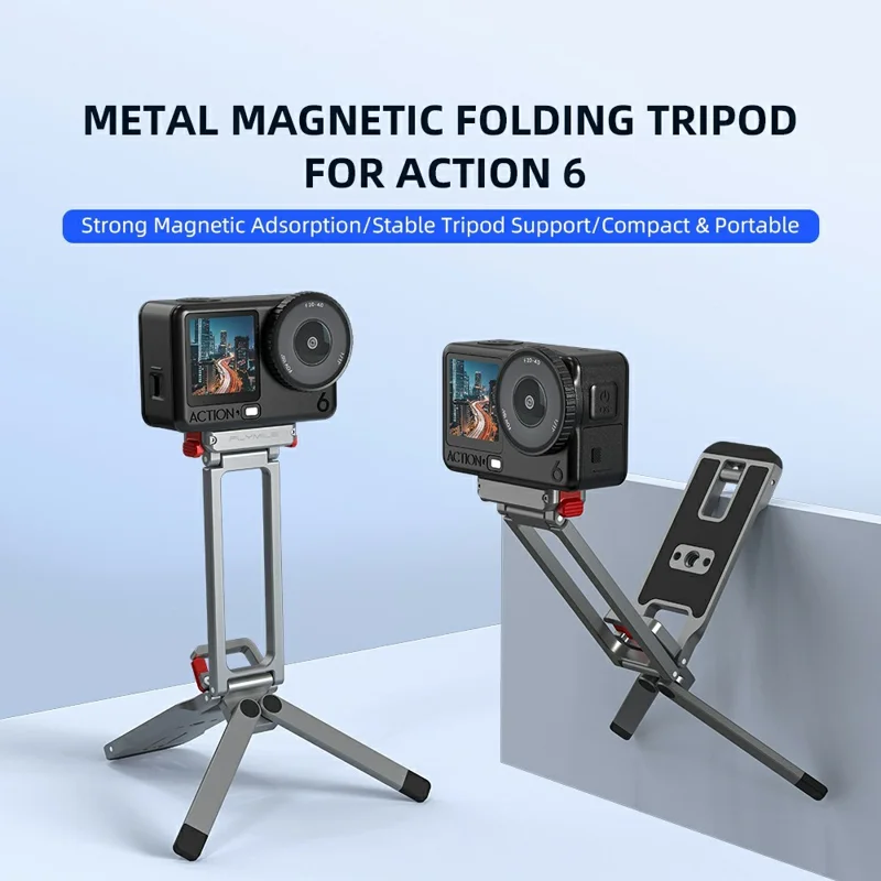FLYMILE For DJI Osmo Action 6 / Nano Action Camera Quick Release Tripod Magnetic Folding Stand