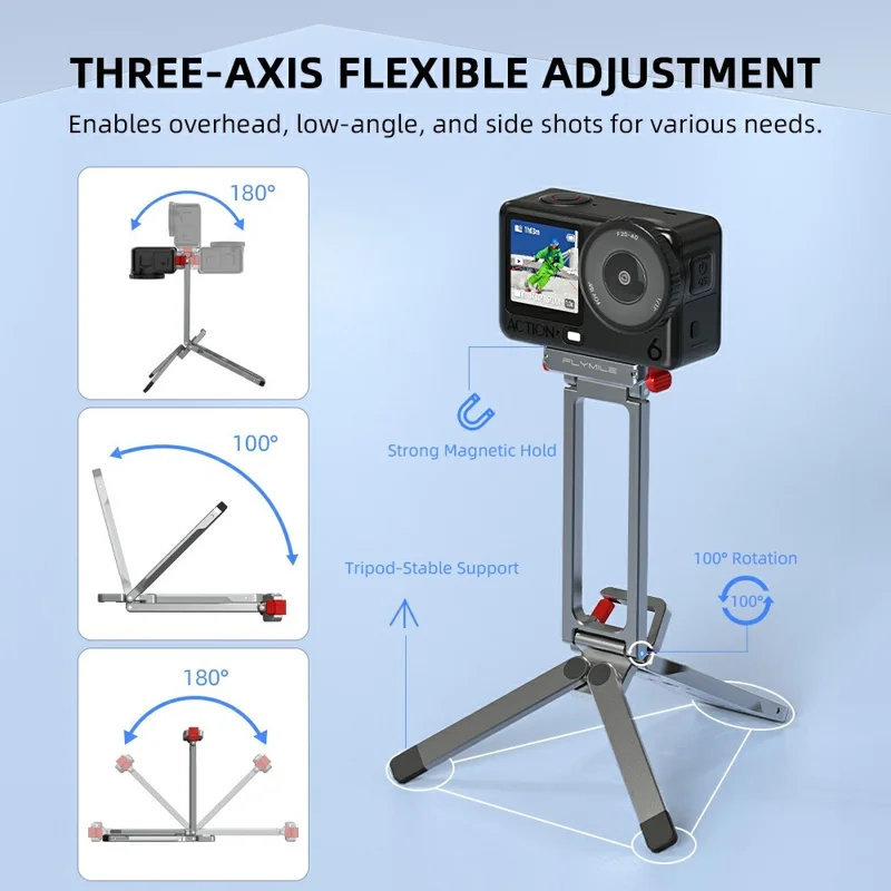 FLYMILE For DJI Osmo Action 6 / Nano Action Camera Quick Release Tripod Magnetic Folding Stand