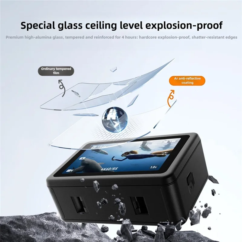 For DJI Osmo Action 6 Home Screen Film + Front Screen Film + Lens Protector Tempered Glass Camera Film Set - Transparent