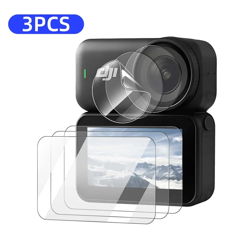 3 Sets For DJI Osmo Nano Tempered Glass Screen Film + Soft PE Lens Protector Camera Film Set - Transparent