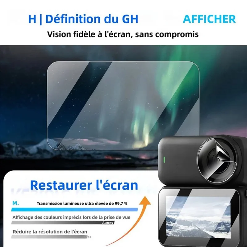 3 Sets For DJI Osmo Nano Tempered Glass Screen Film + Soft PE Lens Protector Camera Film Set - Transparent