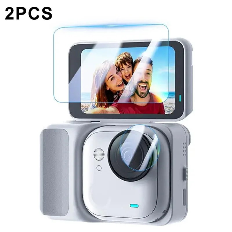 2 Sets For Insta360 Go Ultra Tempered Glass Screen Film + Soft PET Lens Protector Camera Film Set - Transparent