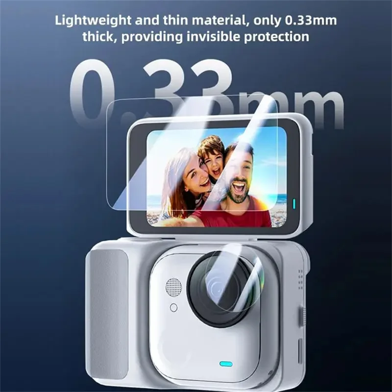 2 Sets For Insta360 Go Ultra Tempered Glass Screen Film + Soft PET Lens Protector Camera Film Set - Transparent