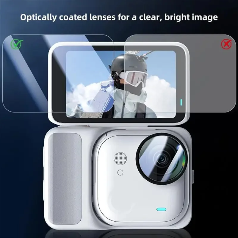 2 Sets For Insta360 Go Ultra Tempered Glass Screen Film + Soft PET Lens Protector Camera Film Set - Transparent