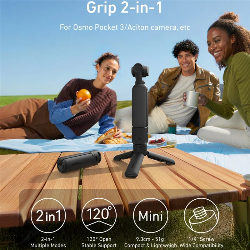 TELESIN S3-EAK-06 For DJI DJI Osmo Pocket 3 Mini Tripod Quick Release Action Camera Desktop Stand Holder - Black