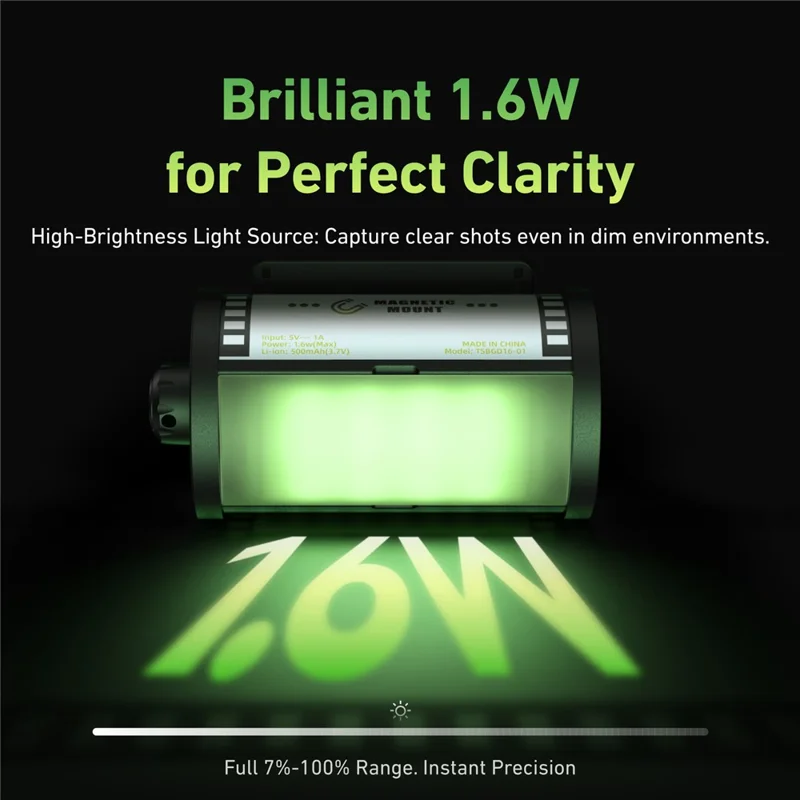 TELESIN S5-BGD-14 MagFilm Fill Light for DJI Osmo Action 6 /  Action 5 / Pocket 3 , Cold Shoe Mount Dual Color Temperature Video Light - Black