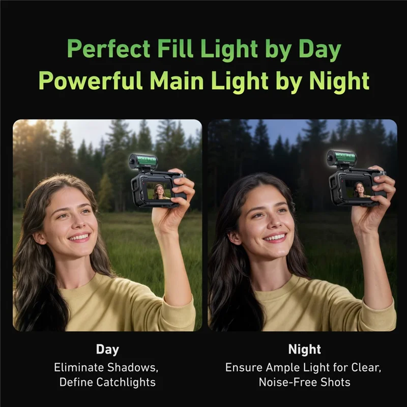 TELESIN S5-BGD-14 MagFilm Fill Light for DJI Osmo Action 6 /  Action 5 / Pocket 3 , Cold Shoe Mount Dual Color Temperature Video Light - Black