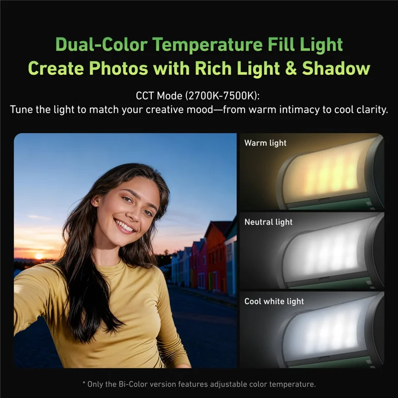 TELESIN S5-BGD-14 MagFilm Fill Light for DJI Osmo Action 6 /  Action 5 / Pocket 3 , Cold Shoe Mount Dual Color Temperature Video Light - Black