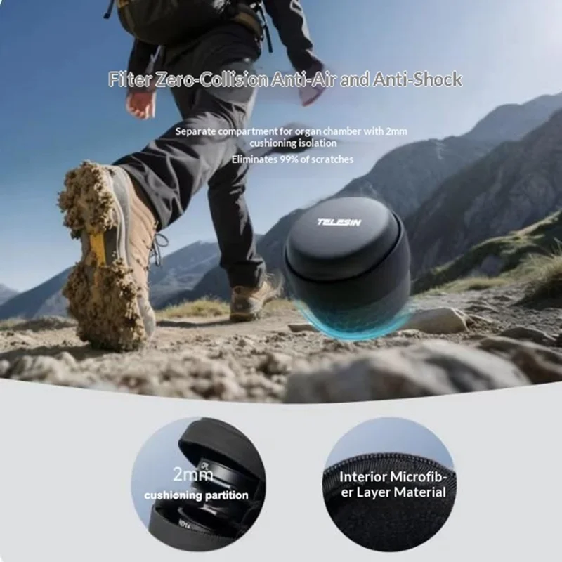 TELESIN S6-PRC-17 Étui de Stockage pour Filtres de Caméra d'Action à 6 Emplacements pour DJI Osmo Action 6 / 5 Pro / 4 / 3 Boîte de Transport pour Filtres - Noir