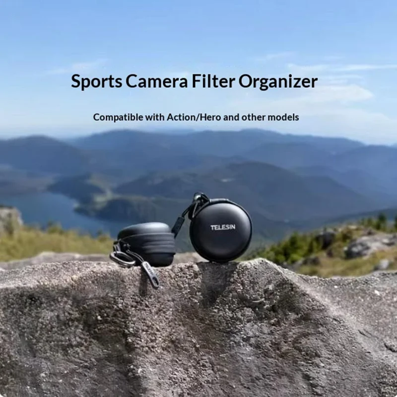 TELESIN S6-PRC-13 Boîtier de stockage pour filtres d'appareil photo d'action avec 4 emplacements pour DJI Osmo Action 6 / 5 Pro / 4 / 3, boîte de transport pour filtres - Noir