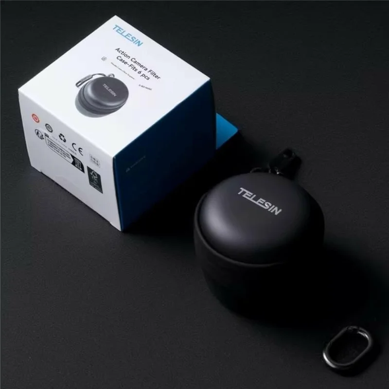 TELESIN S6-PRC-13 Boîtier de stockage pour filtres d'appareil photo d'action avec 4 emplacements pour DJI Osmo Action 6 / 5 Pro / 4 / 3, boîte de transport pour filtres - Noir