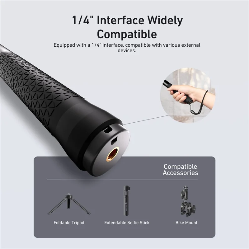 TELESIN S1-MNP-09 0.9m Aluminum Alloy Selfie Stick for DJI Osmo Action 6 / Osmo 360 Extendable Monopod - Black