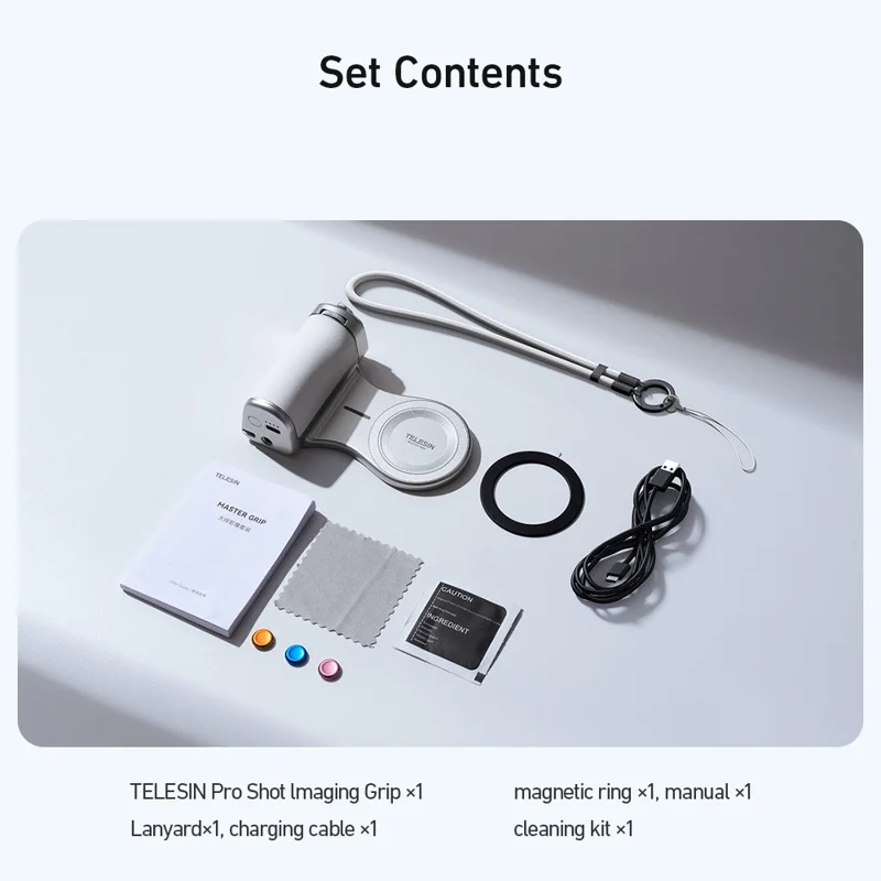 TELESIN P5-MP-003WH Pro Shot Imaging Grip for iPhone Photography Handle Power Bank Wireless Charging Camera Controller - White