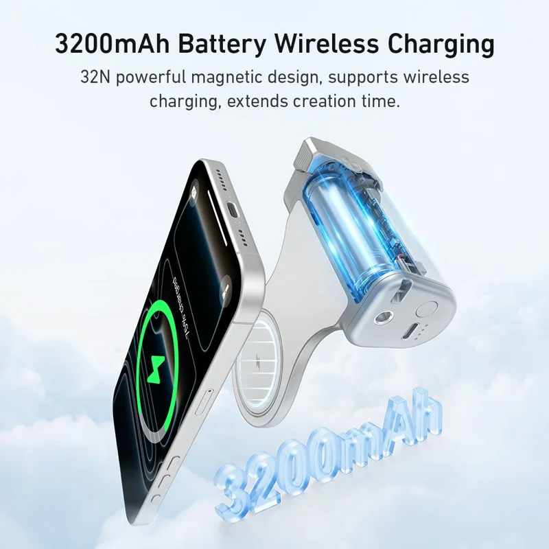 TELESIN P5-MP-003WH Pro Shot Imaging Grip for iPhone Photography Handle Power Bank Wireless Charging Camera Controller - White