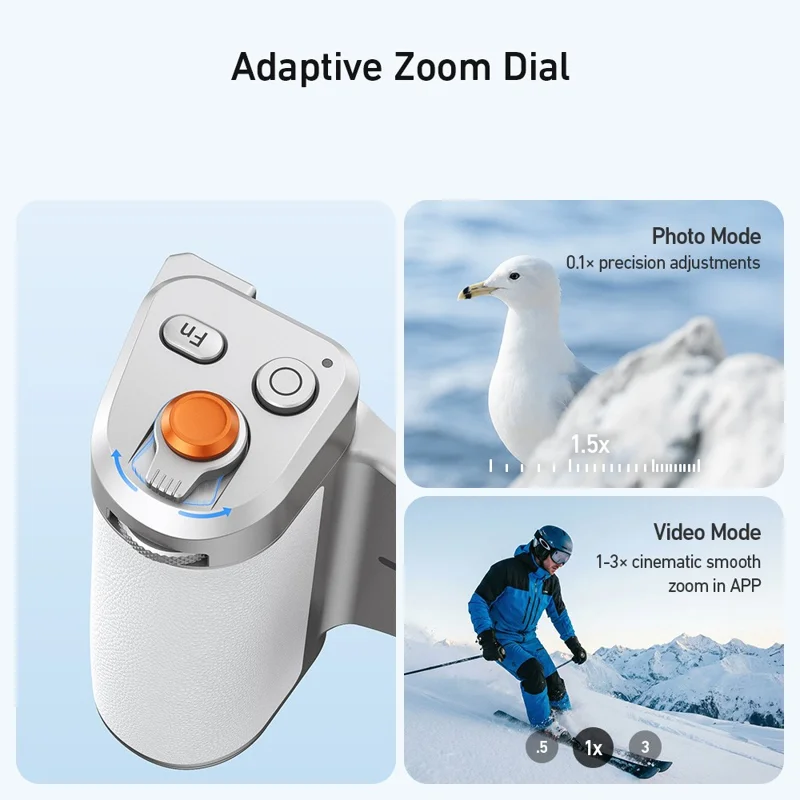 TELESIN P5-MP-003WH Pro Shot Imaging Grip for iPhone Photography Handle Power Bank Wireless Charging Camera Controller - White