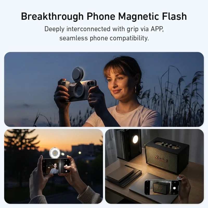 TELESIN P5-MP-003WH Pro Shot Imaging Grip for iPhone Photography Handle Power Bank Wireless Charging Camera Controller - White