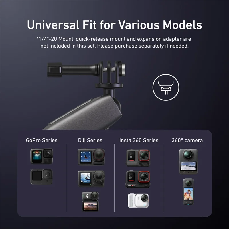 TELESIN S3-SUS-07 Elektrische Saugheberhalterung für DJI Osmo 360 / Pocket 3 / Action 5 Pro Auto-Windschutzscheiben-Kamera-Halter – Schwarz