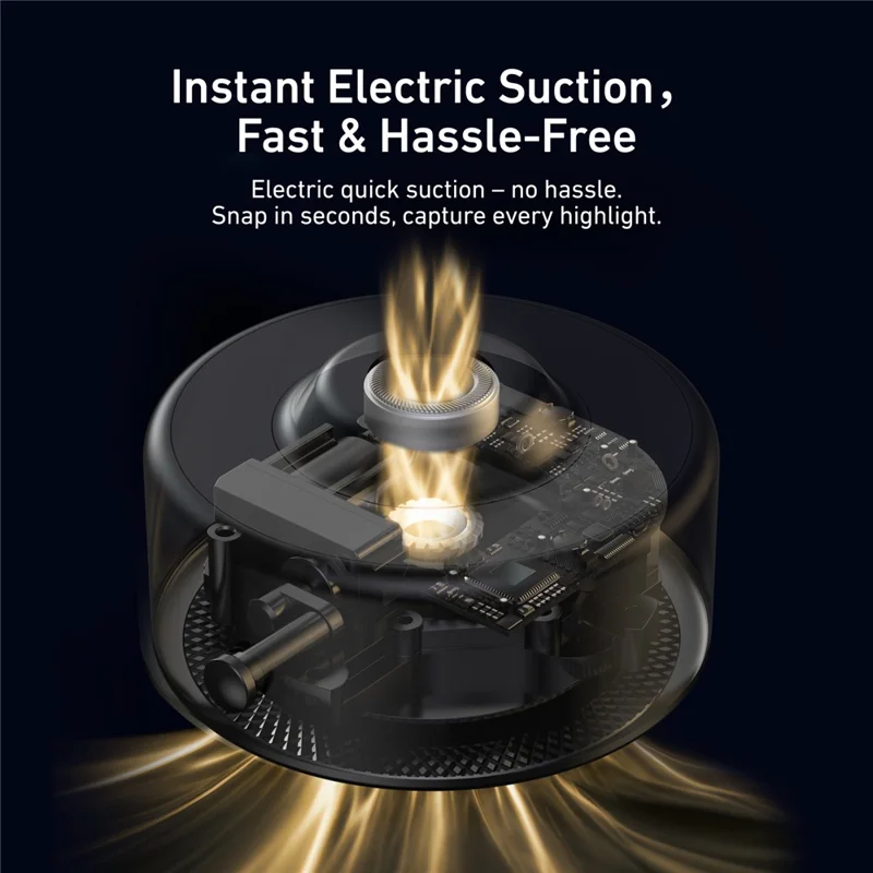 TELESIN S3-SUS-07 Elektrische Saugheberhalterung für DJI Osmo 360 / Pocket 3 / Action 5 Pro Auto-Windschutzscheiben-Kamera-Halter – Schwarz