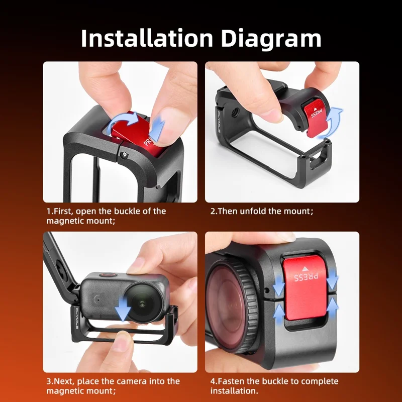 FLYMILE For DJI Osmo Nano Metal Rabbit Cage Aluminum Alloy Quick Release Protective Frame with Lens Cap - Black