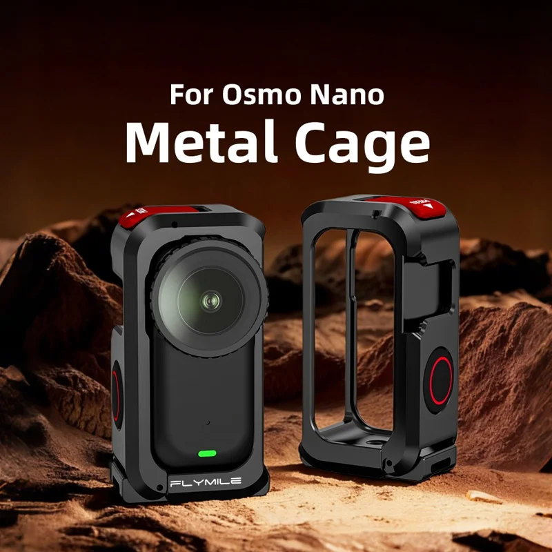 FLYMILE For DJI Osmo Nano Metal Rabbit Cage Aluminum Alloy Quick Release Protective Frame with Lens Cap - Black